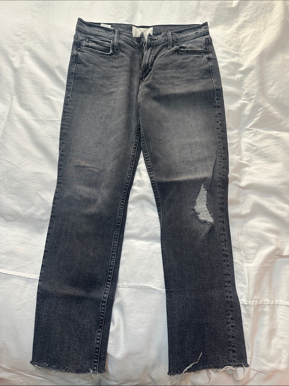 Mother Denim The Flirt Women's Black Washed Straight-Leg Jeans